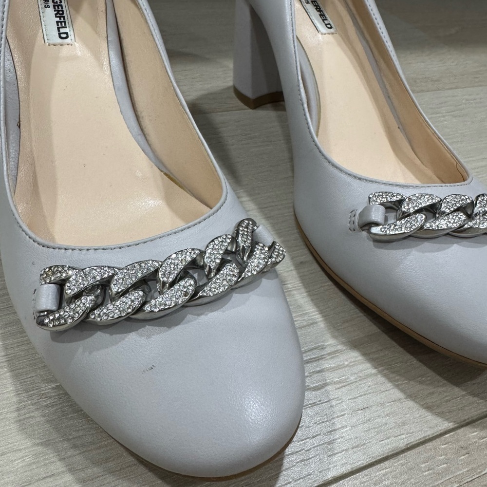Karl Lagerfeld Sante Leather Embellished Pumps - Picture 4 of 11